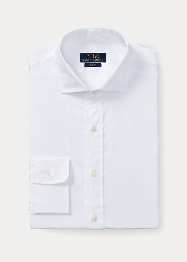 Koszule Ralph Lauren Slim-Fit Poplin Estate Shirt Męskie Białe | FTGJ9842