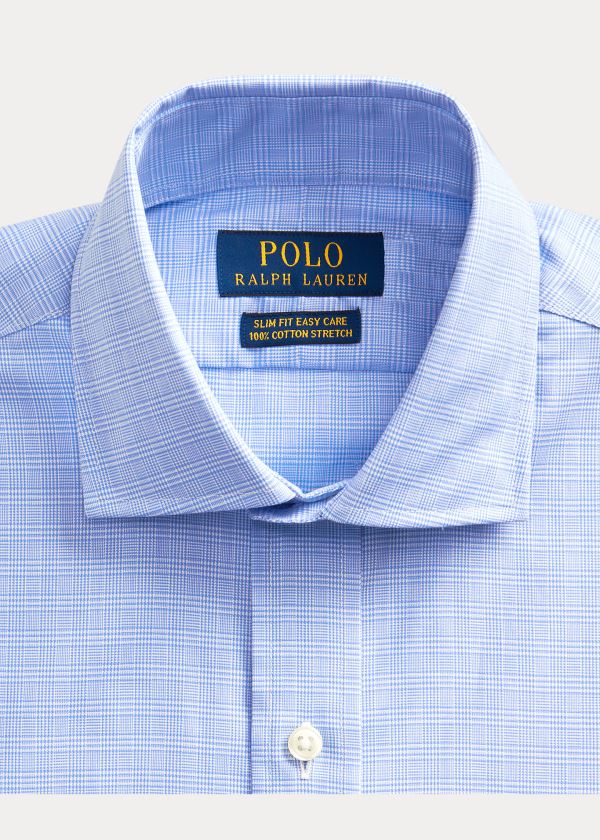 Koszule Ralph Lauren Slim Fit Easy Care Shirt Męskie Niebieskie Białe | QAIT4304