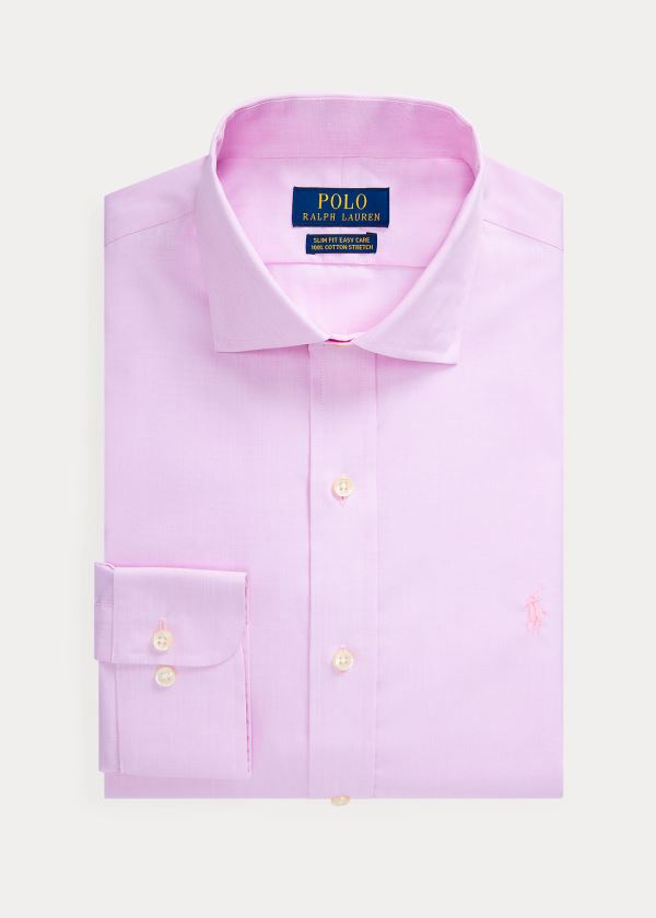 Koszule Ralph Lauren Slim Fit End-on-End Shirt Męskie Różowe Białe | MBMF5415