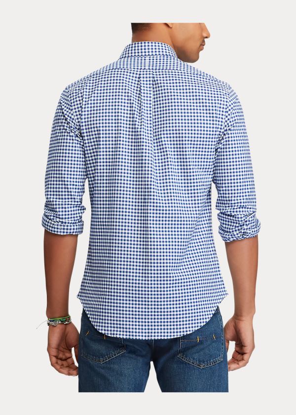 Koszule Ralph Lauren Slim Fit Gingham Shirt Męskie Królewski Niebieski Niebieskie Białe | DGUD6527