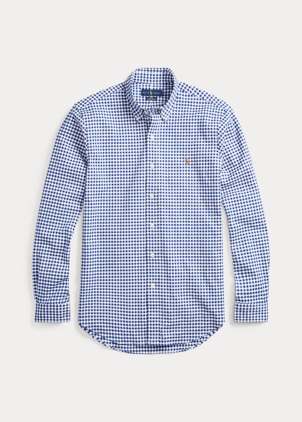 Koszule Ralph Lauren Slim Fit Gingham Shirt Męskie Królewski Niebieski Niebieskie Białe | DGUD6527