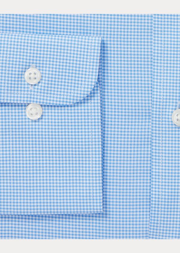 Koszule Ralph Lauren Slim Fit Gingham Shirt Męskie Niebieskie Białe | WYXK8903