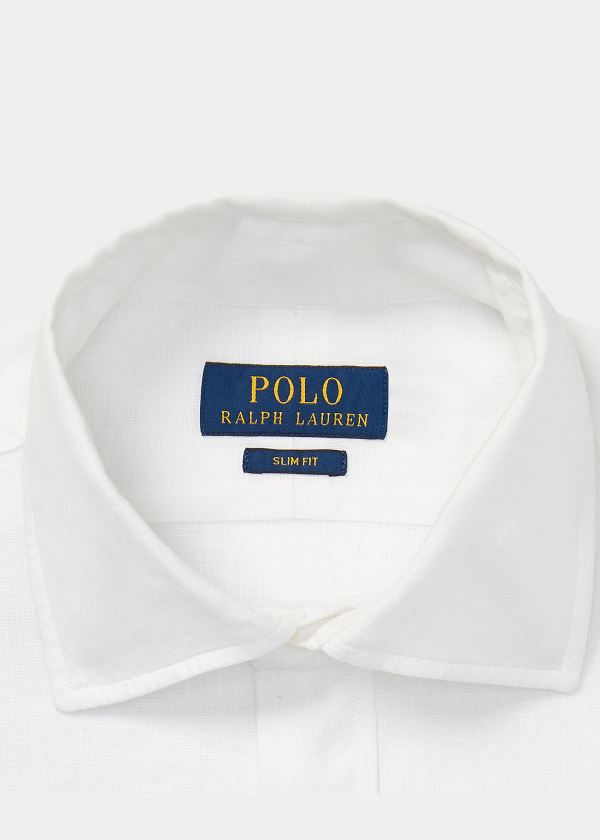 Koszule Ralph Lauren Slim Fit Linen Shirt Męskie Białe | SIYK4394