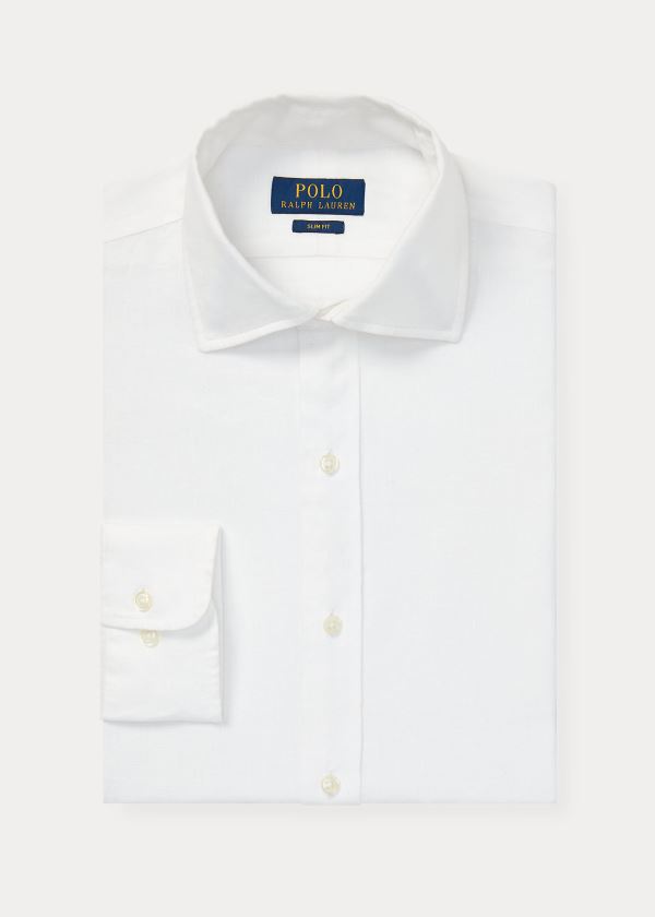 Koszule Ralph Lauren Slim Fit Linen Shirt Męskie Białe | SIYK4394