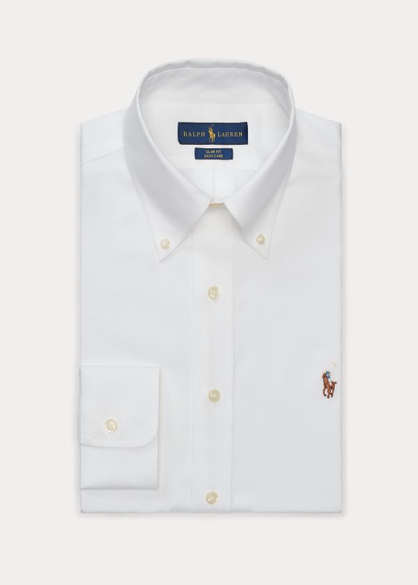 Koszule Ralph Lauren Slim Fit Oxford Shirt Męskie Białe | FYRT0010