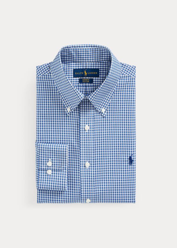 Koszule Ralph Lauren Slim Fit Plaid Oxford Shirt Męskie Niebieskie Kolorowe | RWHV6258