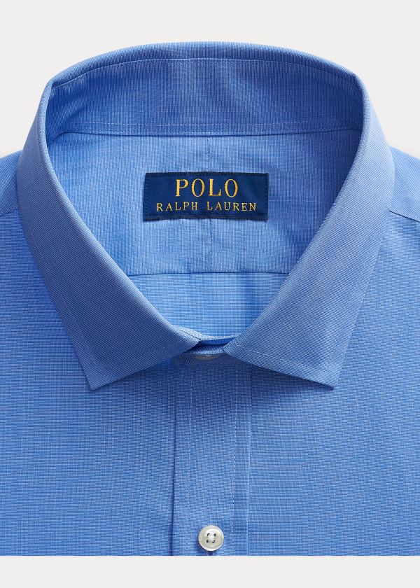 Koszule Ralph Lauren Slim Fit Poplin Shirt Męskie Niebieskie Białe | BRKU7111