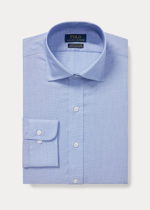 Koszule Ralph Lauren Slim Fit Poplin Shirt Męskie Głęboka Niebieskie Białe | HPBJ3029