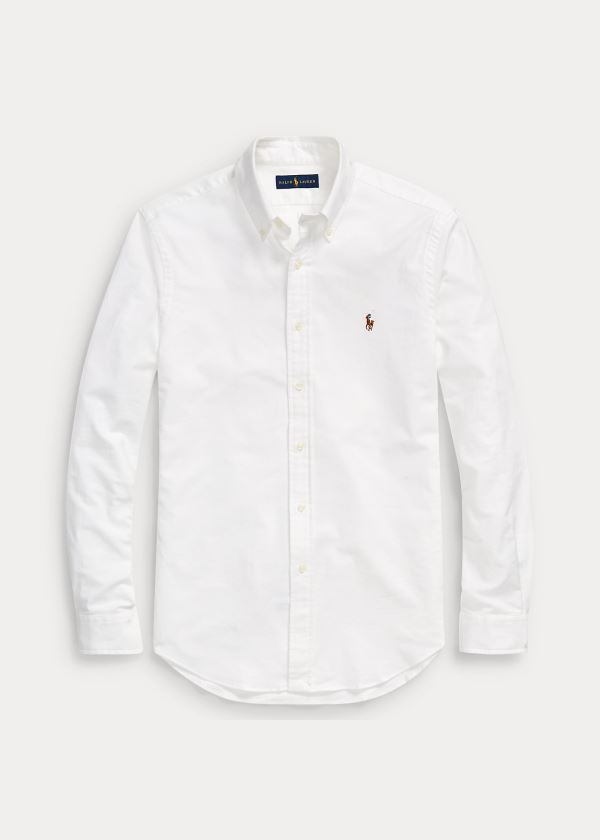 Koszule Ralph Lauren Slim Fit Stretch Oxford Shirt Męskie Białe | ASBI4996