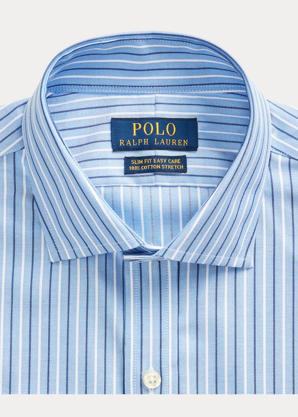 Koszule Ralph Lauren Slim Fit Striped Dobby Shirt Męskie Niebieskie Białe | ULIQ7248