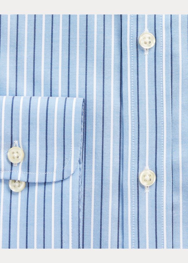 Koszule Ralph Lauren Slim Fit Striped Dobby Shirt Męskie Niebieskie Białe | ULIQ7248