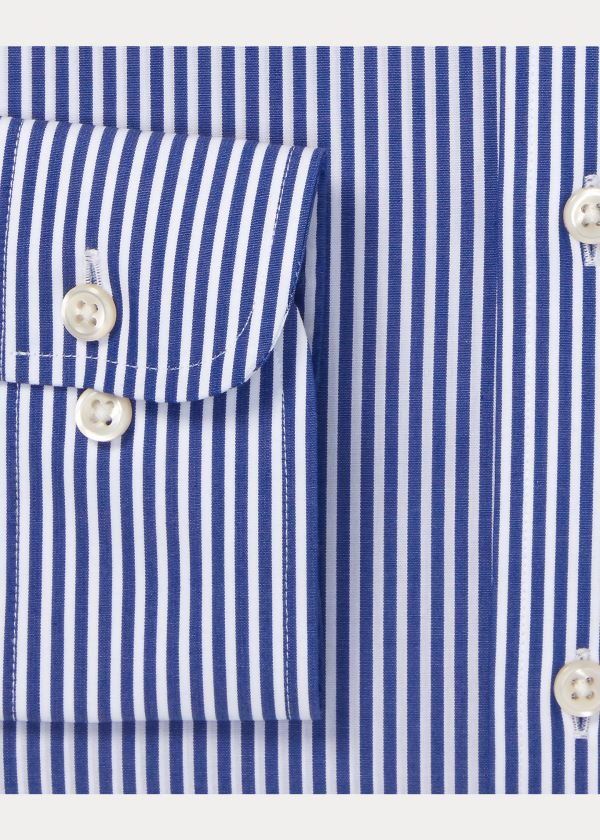 Koszule Ralph Lauren Slim Fit Striped Shirt Męskie Królewski Niebieski Niebieskie Białe | EMJL7377