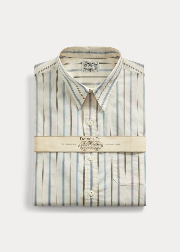 Koszule Ralph Lauren Slim Fit Striped Shirt Męskie Kremowe Kolorowe | HWDB9096