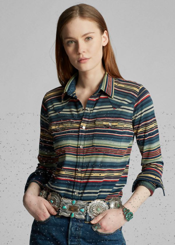 Koszule Ralph Lauren Southwestern Jacquard Shirt Damskie Kolorowe | BOUG6595