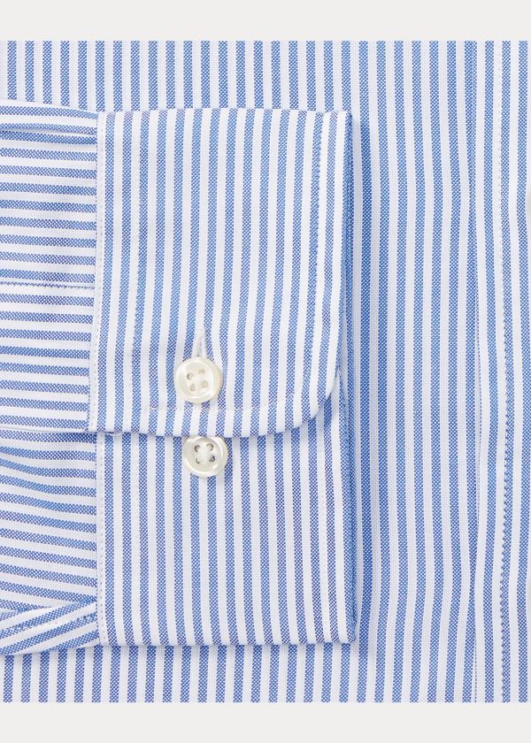 Koszule Ralph Lauren Striped Cotton Oxford Shirt Męskie Niebieskie Białe | UGOE9903