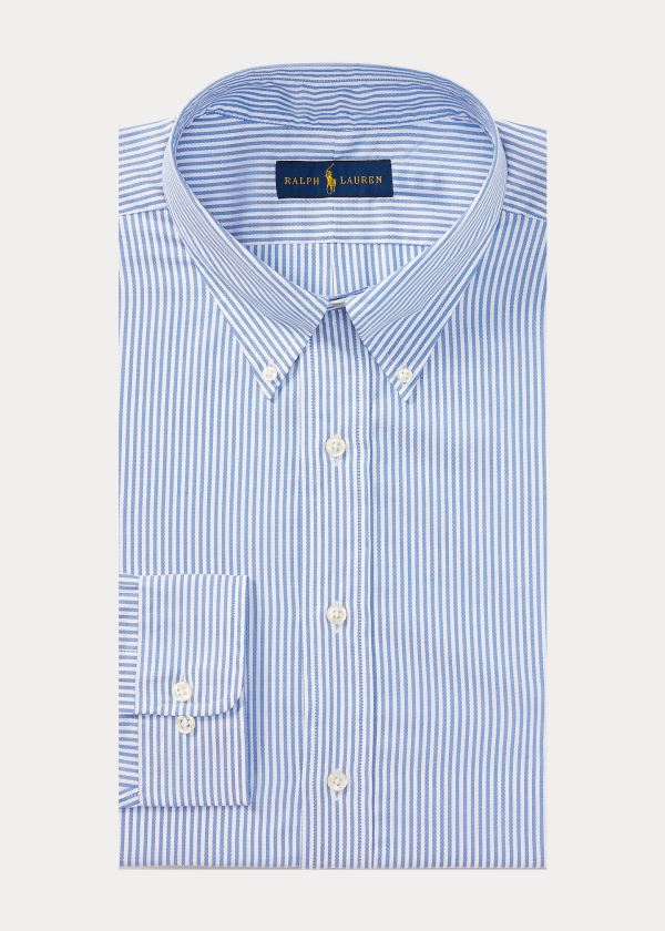 Koszule Ralph Lauren Striped Cotton Oxford Shirt Męskie Niebieskie Białe | UGOE9903