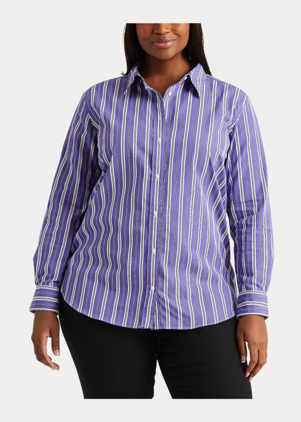 Koszule Ralph Lauren Striped Cotton Shirt Damskie Fioletowe Kolorowe | MHNS4919