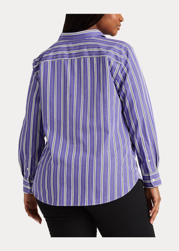 Koszule Ralph Lauren Striped Cotton Shirt Damskie Fioletowe Kolorowe | MHNS4919