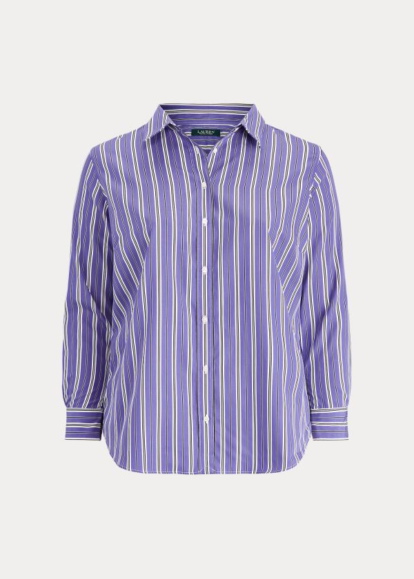 Koszule Ralph Lauren Striped Cotton Shirt Damskie Fioletowe Kolorowe | MHNS4919