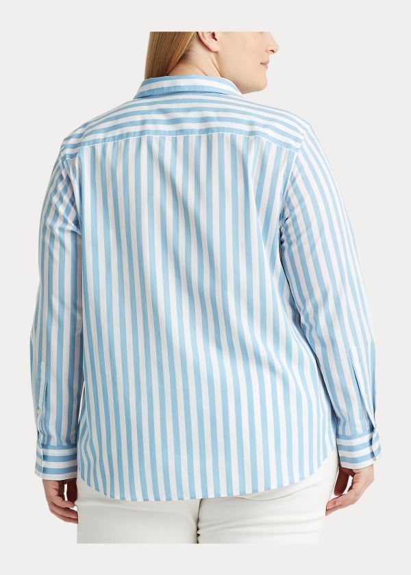 Koszule Ralph Lauren Striped Cotton Shirt Damskie Niebieskie Białe | KHMM2325