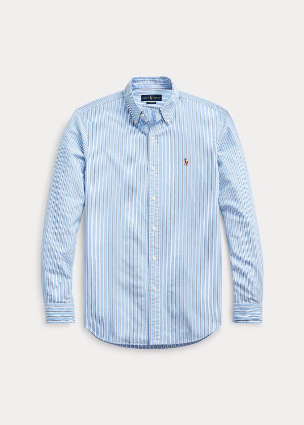 Koszule Ralph Lauren Striped Oxford Shirt Męskie Niebieskie Białe Kolorowe | MWTB0287