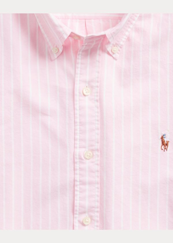 Koszule Ralph Lauren Striped Oxford Shirt Męskie Różowe Białe | GSSZ4458