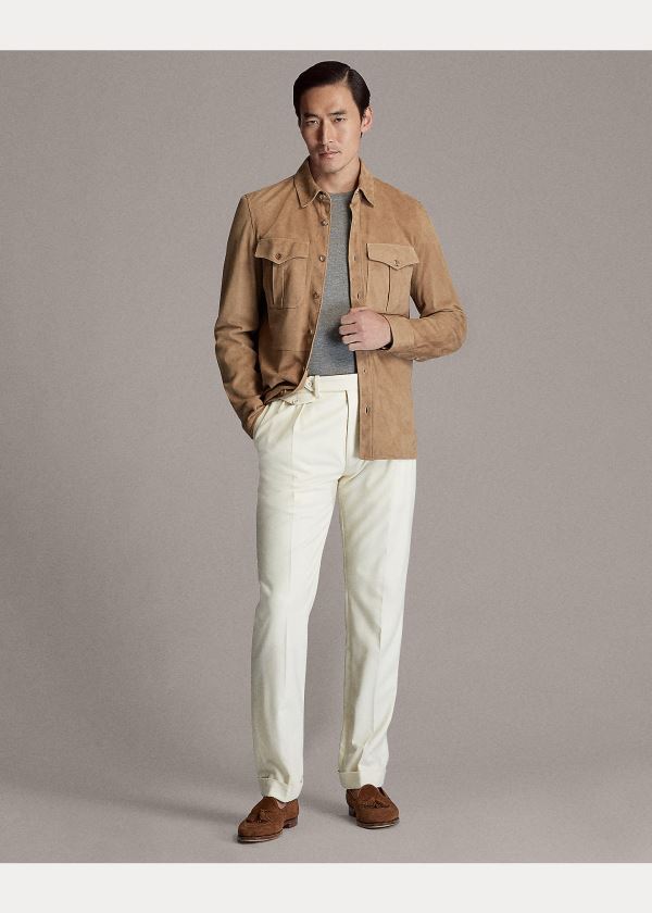 Koszule Ralph Lauren Suede Overshirt Męskie Głęboka Brązowe | NJEC1803