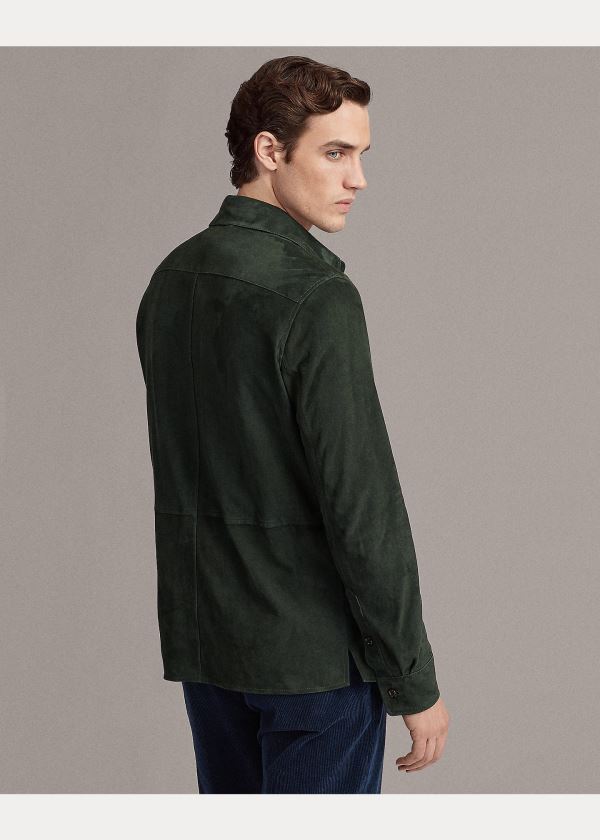 Koszule Ralph Lauren Suede Overshirt Męskie Zielone | JRHE4347