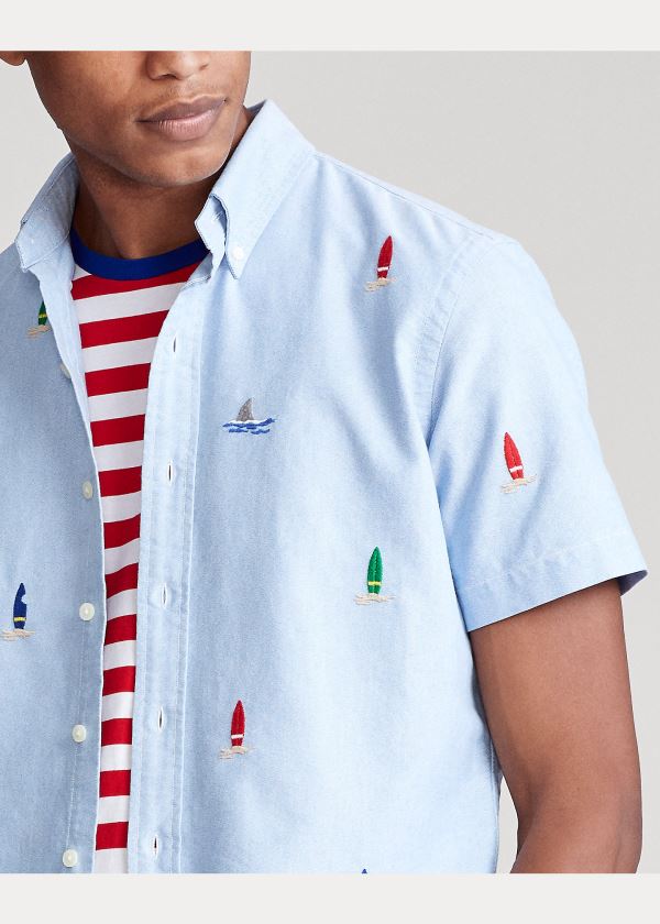 Koszule Ralph Lauren Surfboard Oxford Shirt Męskie Niebieskie | TYSH5514