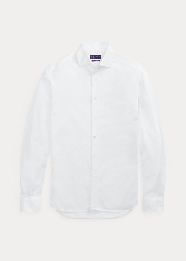 Koszule Ralph Lauren Tailored Fit Knit Shirt Męskie Białe | HEMH2947