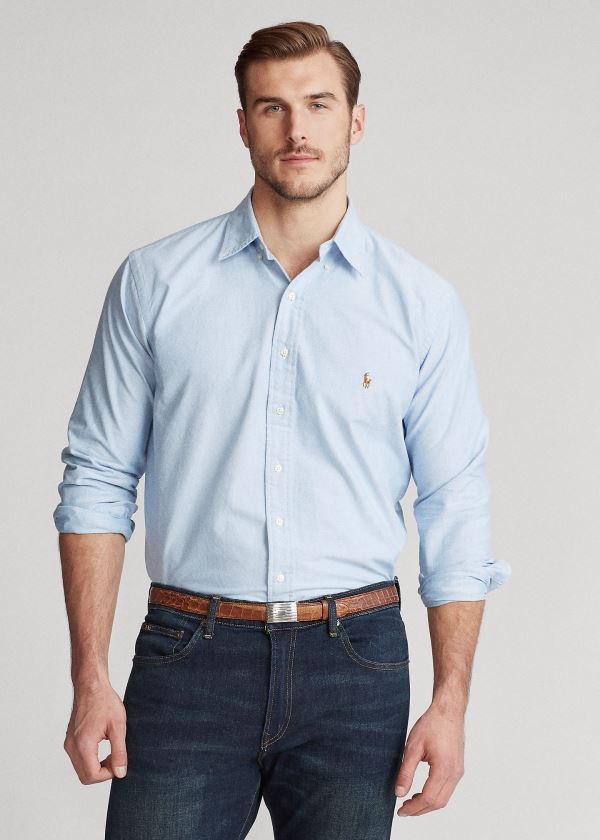 Koszule Ralph Lauren The Iconic Oxford Shirt Męskie Niebieskie | VNZT6153