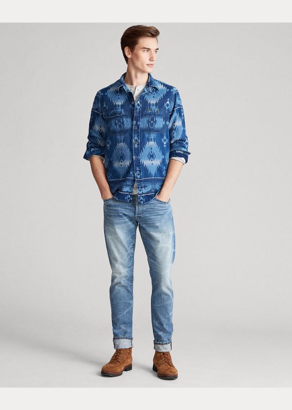 Koszule Ralph Lauren The Indigo Southwestern Shirt Męskie Indygo Kolorowe | RAII4686