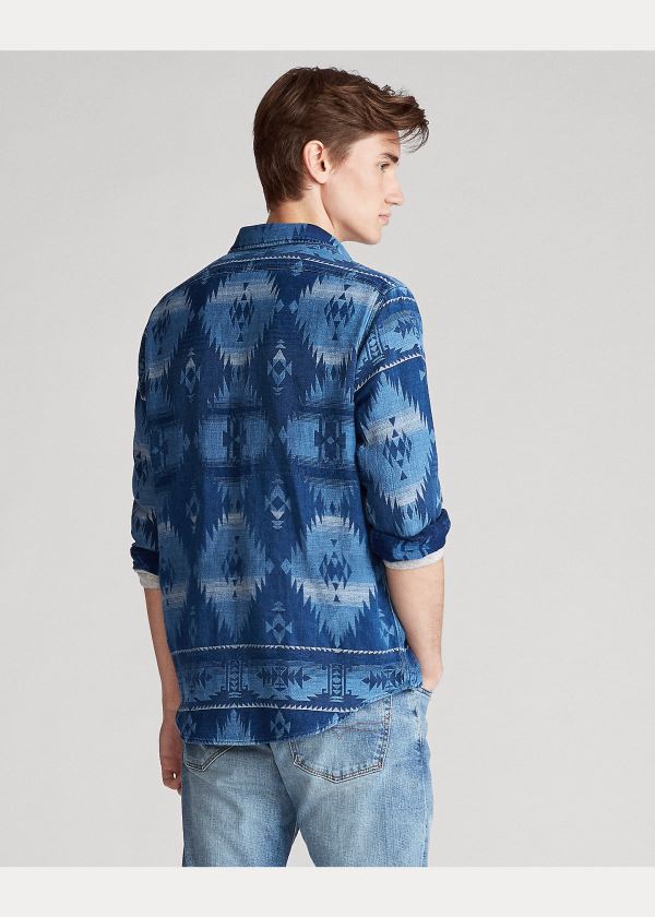 Koszule Ralph Lauren The Indigo Southwestern Shirt Męskie Indygo Kolorowe | RAII4686