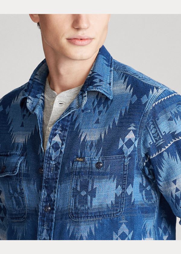 Koszule Ralph Lauren The Indigo Southwestern Shirt Męskie Indygo Kolorowe | RAII4686