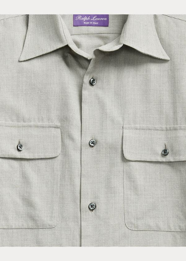 Koszule Ralph Lauren Tick-Weave Workshirt Męskie Szare Kremowe | YDKE7807