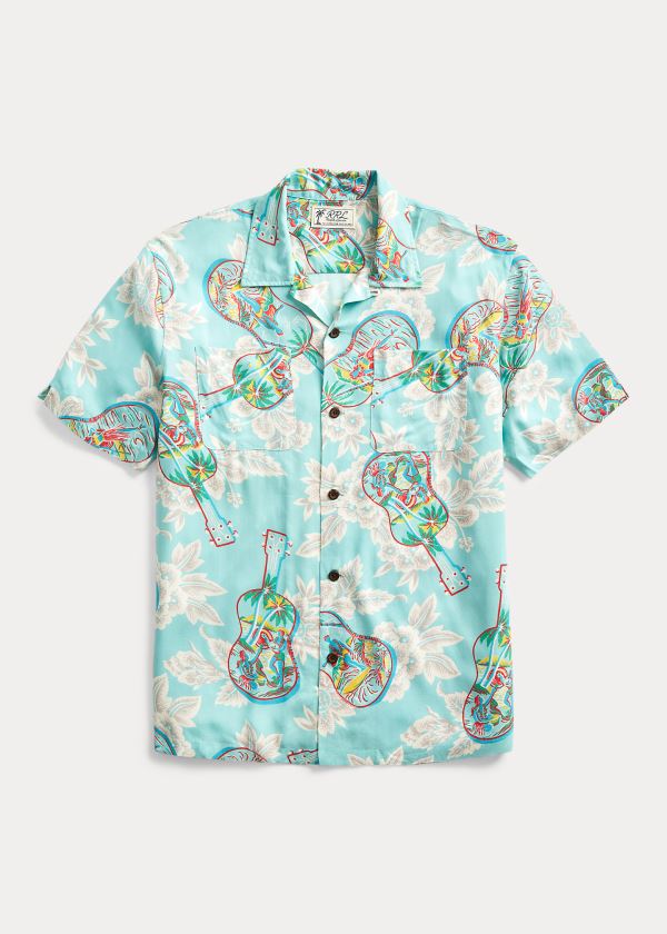 Koszule Ralph Lauren Tropical-Print Camp Shirt Męskie Niebieskie Kolorowe | SFLF2465