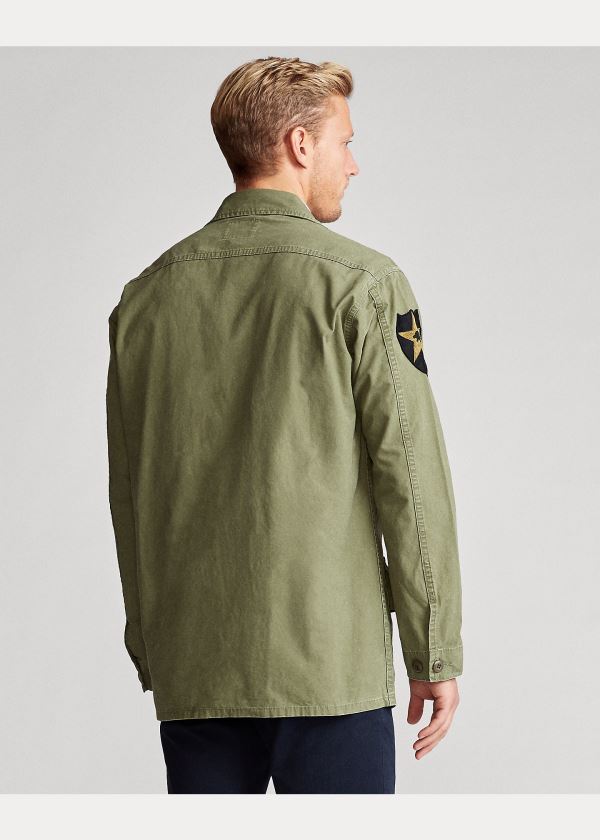 Koszule Ralph Lauren Washed Twill Overshirt Męskie Oliwkowe | DZIB9851