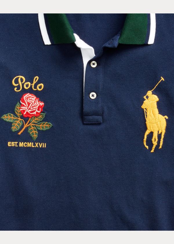 Koszulki Polo Ralph Lauren Big Pony Mesh Polo Shirt - All Fits Męskie Granatowe | VINQ9526