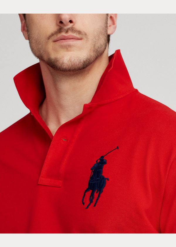 Koszulki Polo Ralph Lauren Big Pony Mesh Polo Shirt Męskie Czerwone | GXCU5672