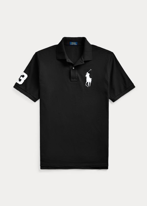 Koszulki Polo Ralph Lauren Big Pony Mesh Polo Shirt Męskie Czarne | PRSN7477