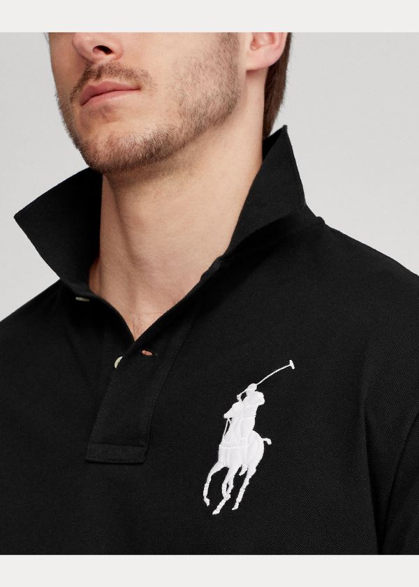 Koszulki Polo Ralph Lauren Big Pony Mesh Polo Shirt Męskie Czarne | PRSN7477