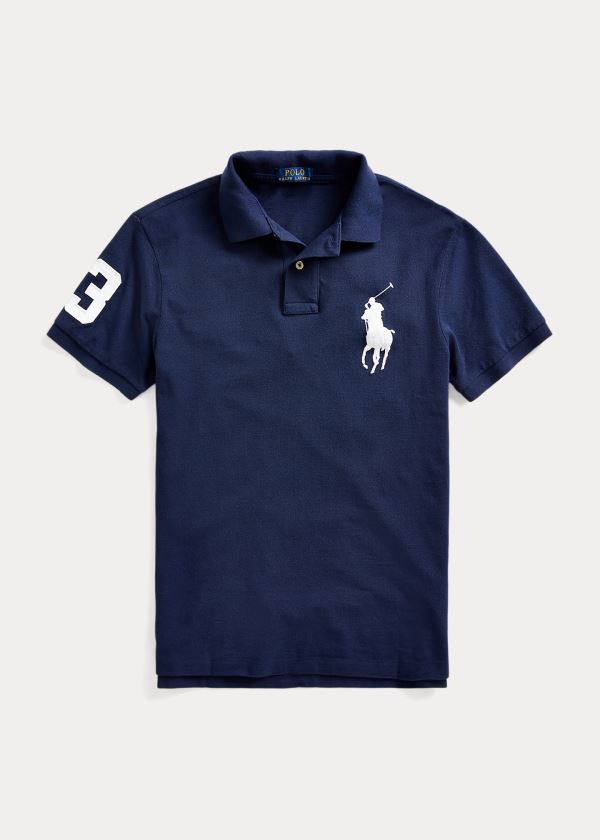 Koszulki Polo Ralph Lauren Big Pony Mesh Polo Shirt Męskie Granatowe | TGCC5791