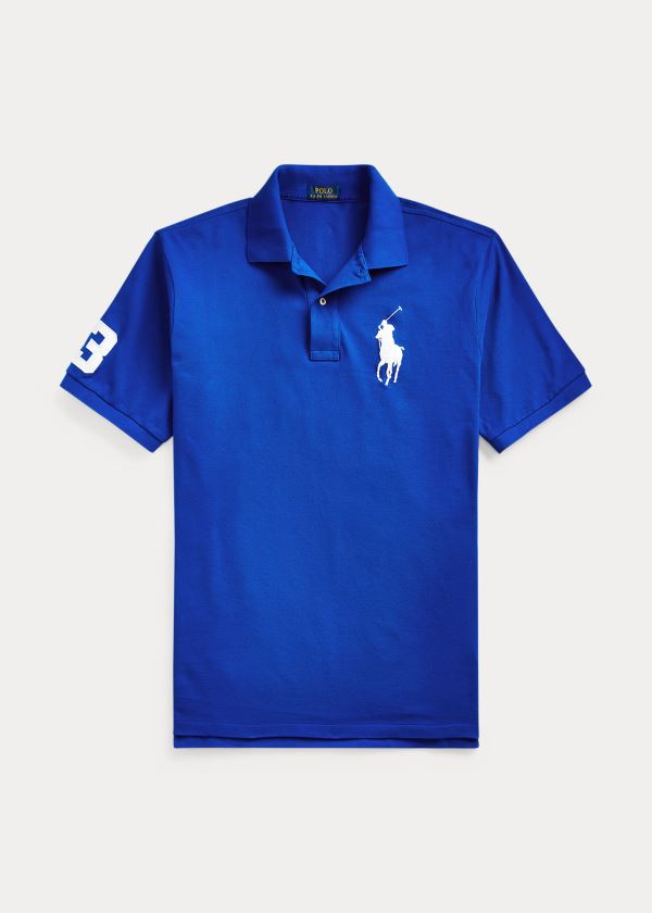 Koszulki Polo Ralph Lauren Big Pony Mesh Polo Shirt Męskie Niebieskie Królewski Niebieski | NIUJ9826