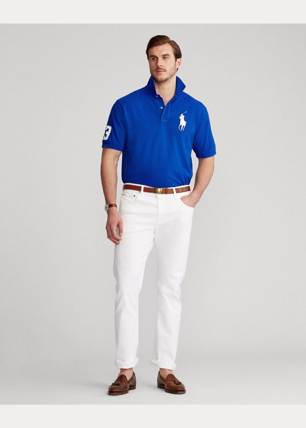 Koszulki Polo Ralph Lauren Big Pony Mesh Polo Shirt Męskie Niebieskie Królewski Niebieski | NIUJ9826