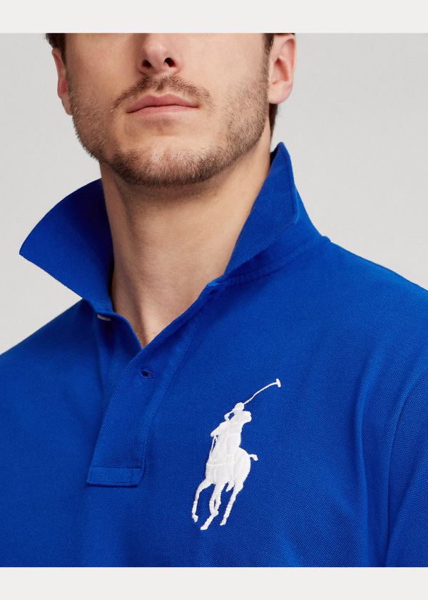 Koszulki Polo Ralph Lauren Big Pony Mesh Polo Shirt Męskie Niebieskie Królewski Niebieski | NIUJ9826