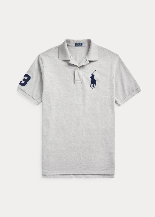 Koszulki Polo Ralph Lauren Big Pony Mesh Polo Shirt Męskie Szare | BNDP6766