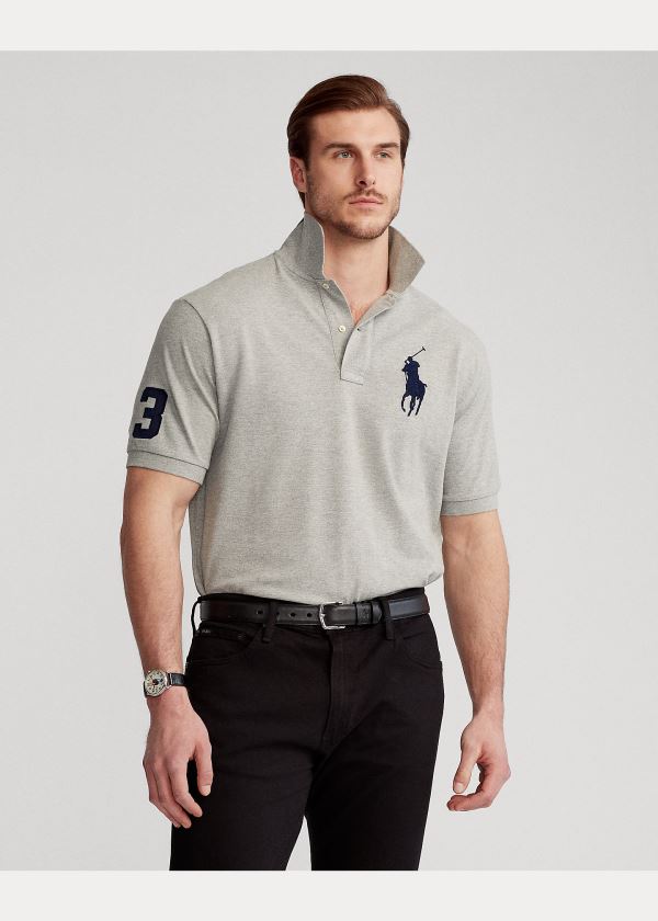 Koszulki Polo Ralph Lauren Big Pony Mesh Polo Shirt Męskie Szare | BNDP6766