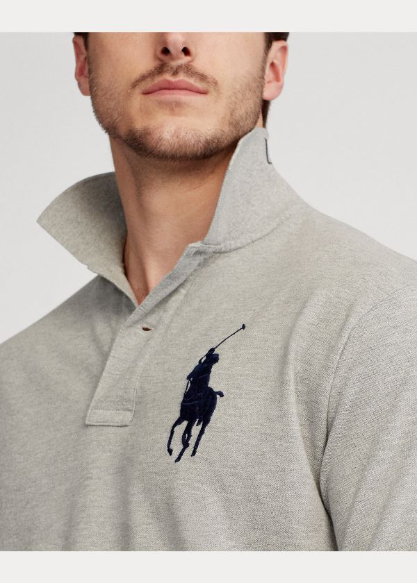 Koszulki Polo Ralph Lauren Big Pony Mesh Polo Shirt Męskie Szare | BNDP6766