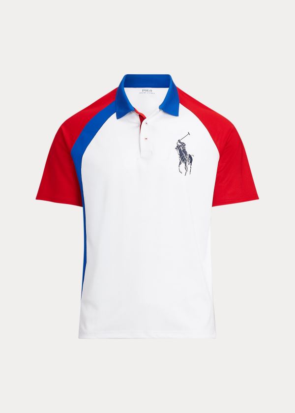 Koszulki Polo Ralph Lauren Big Pony Tech Piqu? Polo Shirt Męskie Białe Kolorowe | NZOR1337