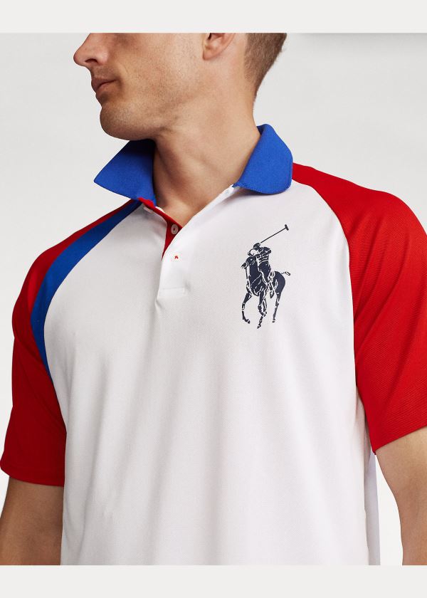 Koszulki Polo Ralph Lauren Big Pony Tech Piqu? Polo Shirt Męskie Białe Kolorowe | NZOR1337